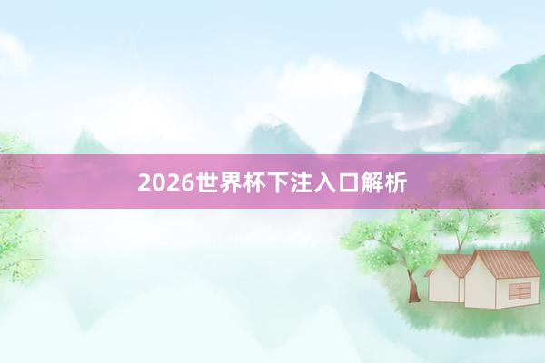 2026世界杯下注入口解析